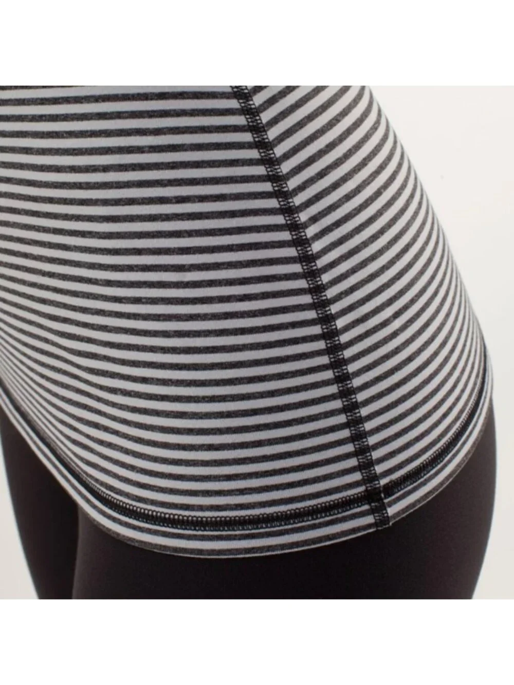 Lululemon Power Y Tank *Luon Light Slope Stripe Silver Slate Heathered Blk / blk